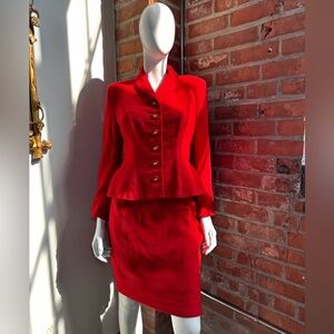 Vintage Jacques Faith Scarlet Red Skirt-suit